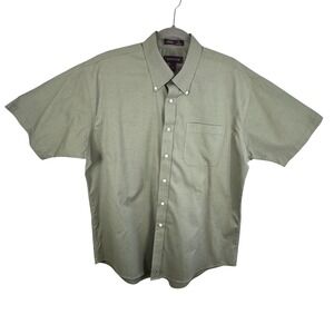 Nordstrom Smartcare Mens Short Sleeve Button Down Shirt Sage Green Cotton 16.5